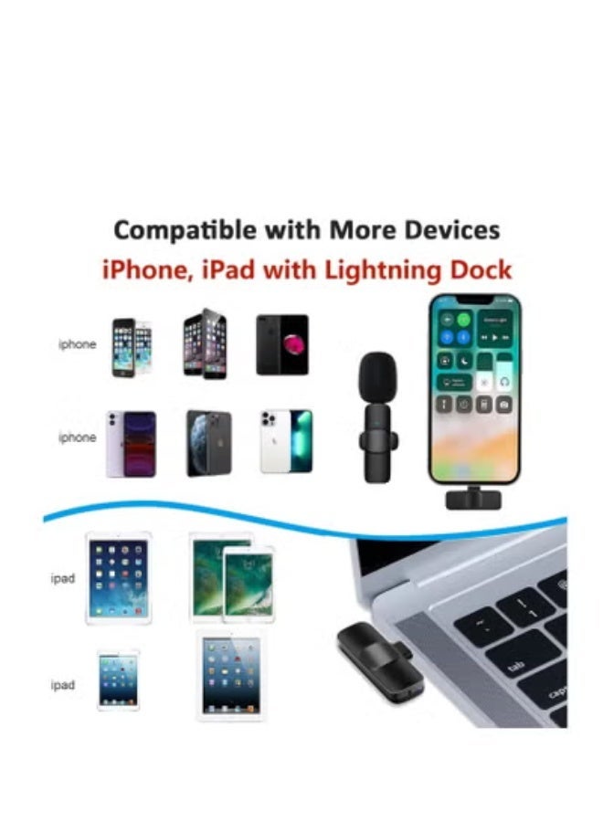 ميكروفون K9 لاسلكي بياقة لافالير  متعدد الاتجاهات بخاصية التوصيل والتشغيل للمقابلات والبث المباشر لفيديو يوتيوب متوافق مع موبايل اندرويد الذكية وموبايل ايفون iOS أسود - Image 3